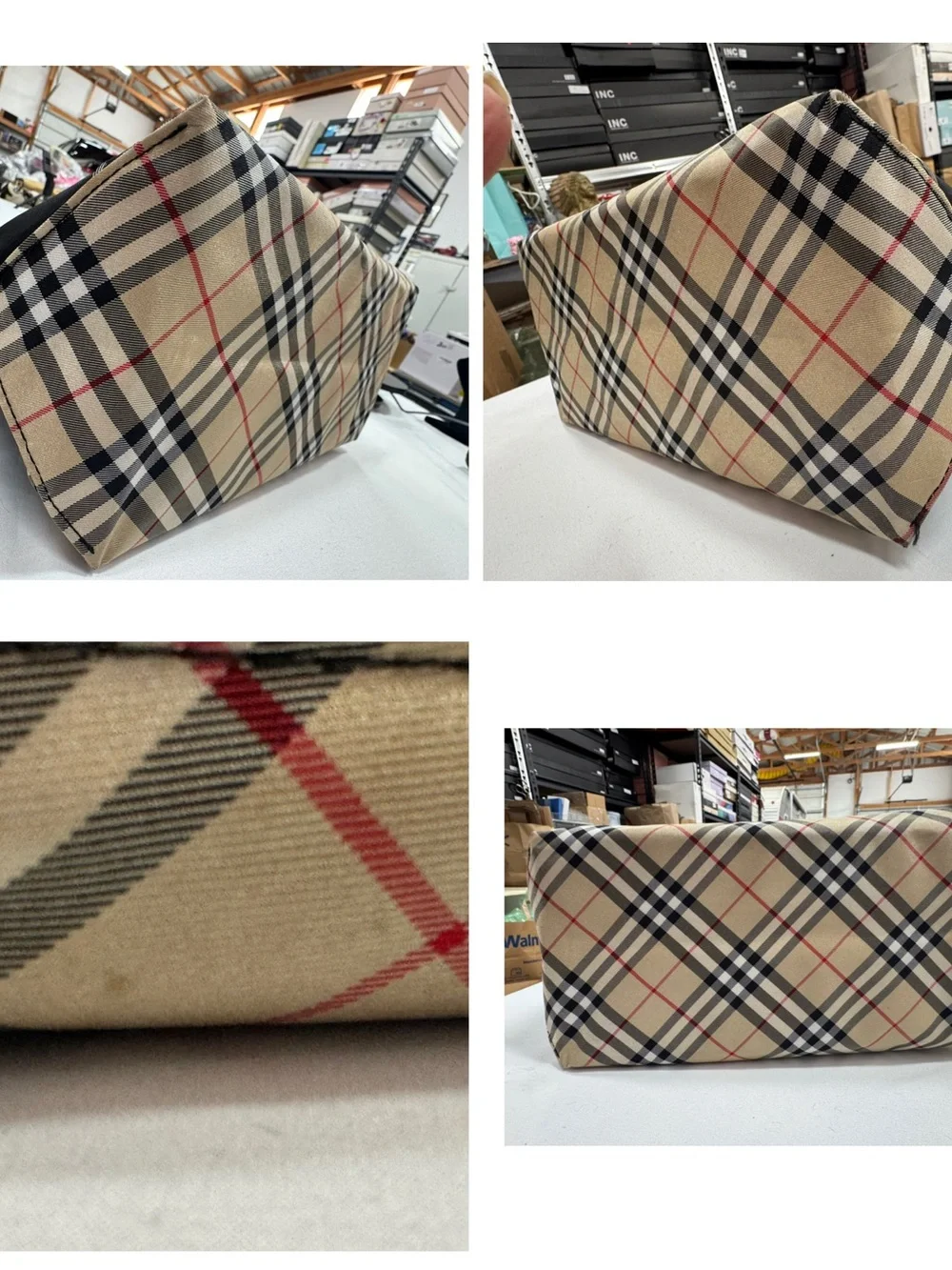Burberry Blue Label Tote Bag with Plaid Trim - Picture 5 of 9